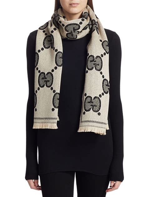 gucci jacquard scarf black